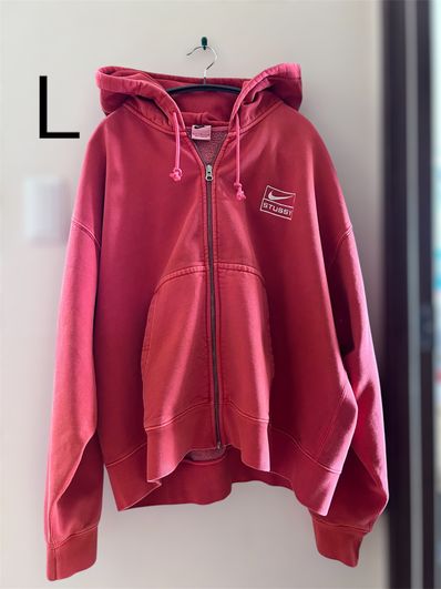 Nike x Stussy Full-Zip Pigment Dyed Fleece Hoodie (US Size) "Habanelo Red" FJ9161-642