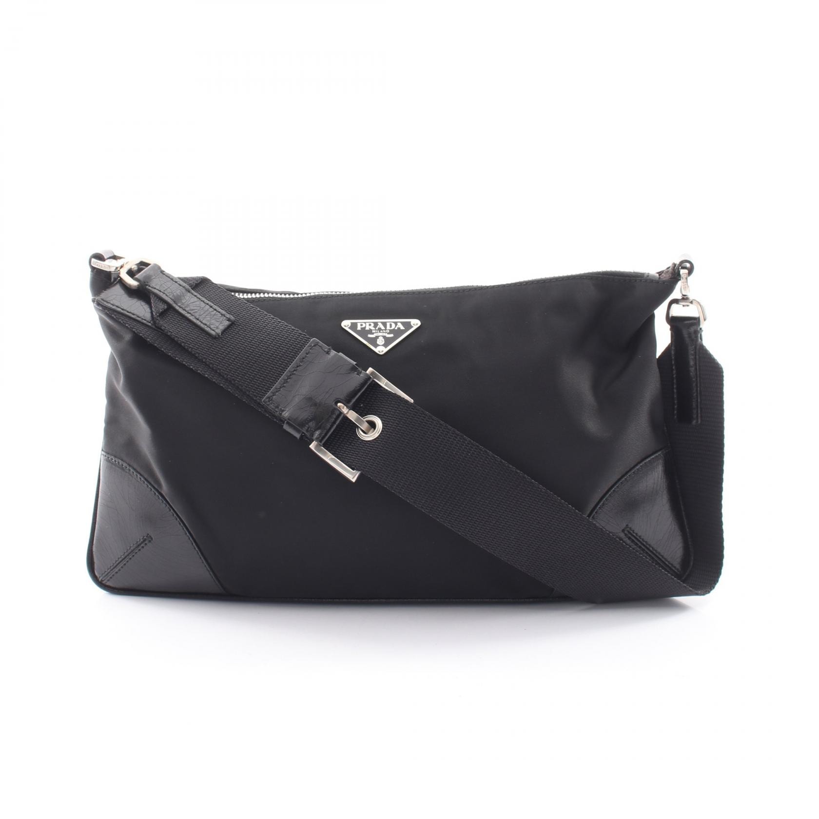 プラダ PRADA TESSUTO LIGHT ショルダーバッグ バッグ ナイロン レザー レディース ブラック系 BR1061 【中古】