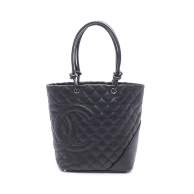 シャネル CHANEL カンボンライン ミディアム トートバッグ バッグ レザー レディース ブラック系 【中古】