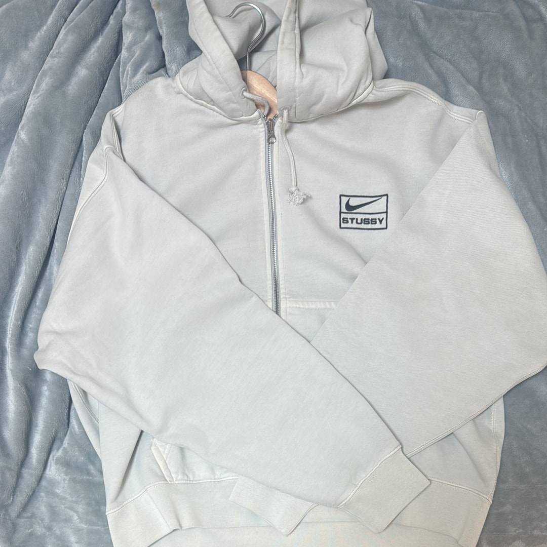 Stussy x Nike U NRG FZ Washed Fleece Hoodie (US Size) "Light Bone" FZ9990-072