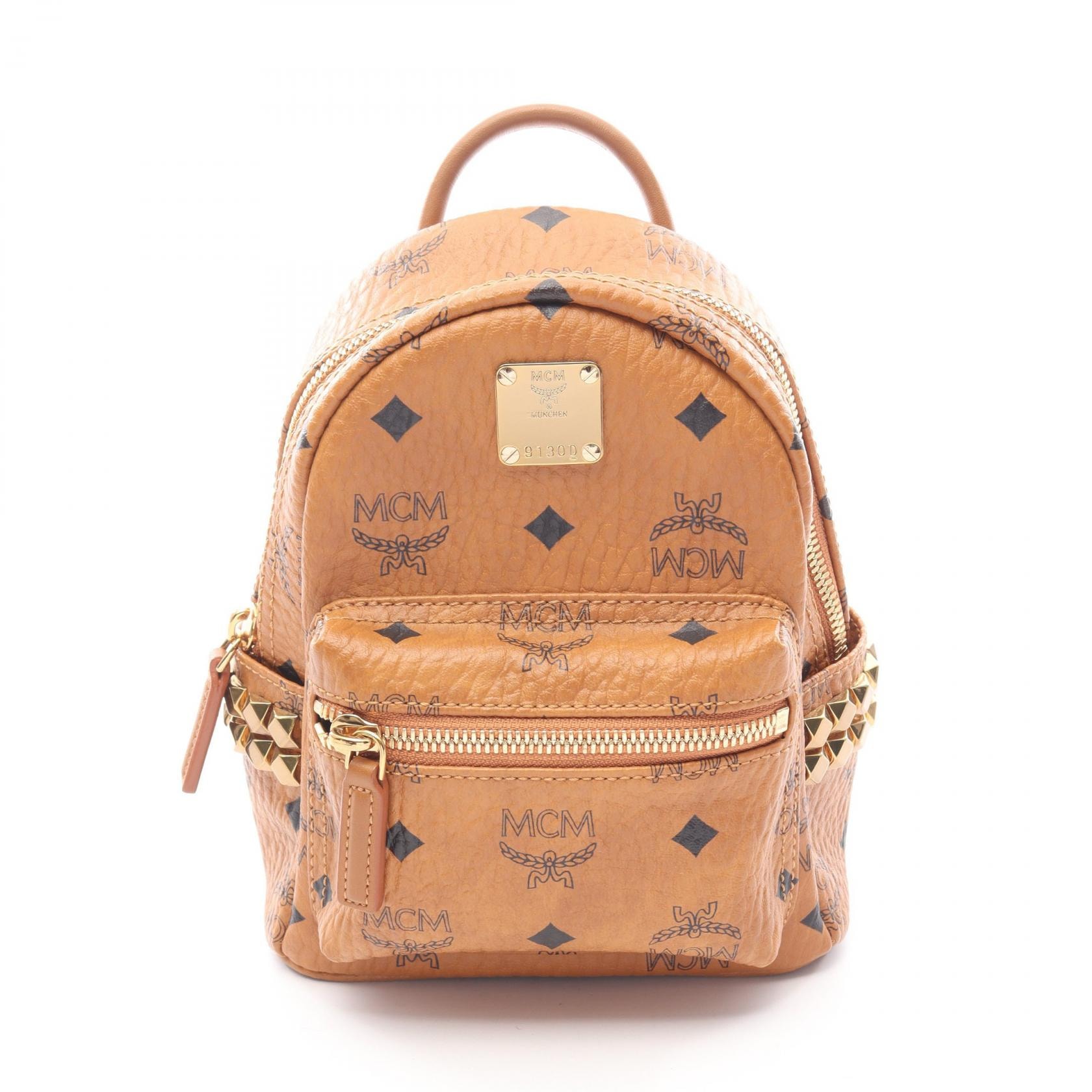 エム・シー・エム MCM ヴィセトス リュックサック バックパック バッグ PVCコーティングキャンバス レザー レディース ブラウン系 MMKAAVE13CO001 【中古】