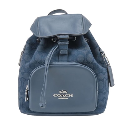 【中古】 コーチ リュック・デイパック シグネチャー CT817 キャンバス レザー ネイビー シルバー金具 レディース 女性 COACH
