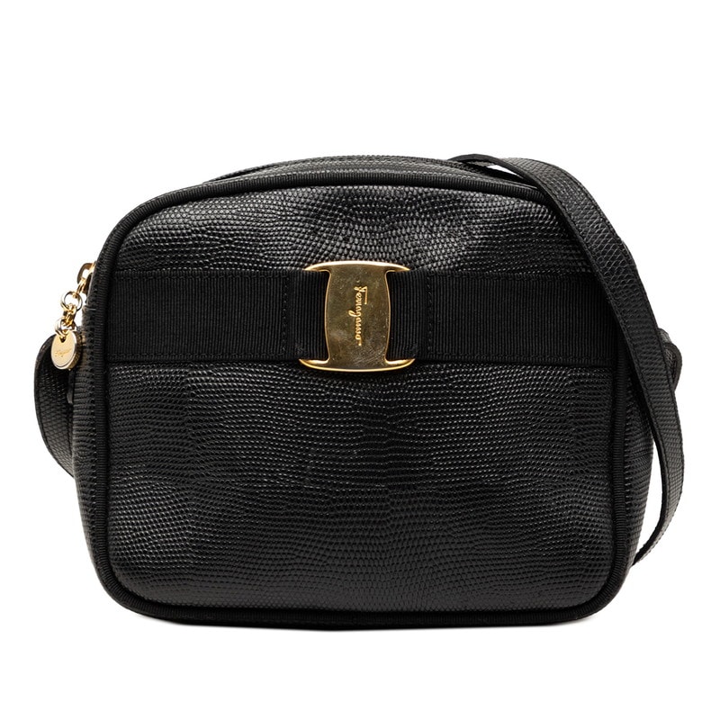 サルヴァトーレフェラガモ ヴァラ ショルダーバッグ ブラック レザー レディース Salvatore Ferragamo 【中古】