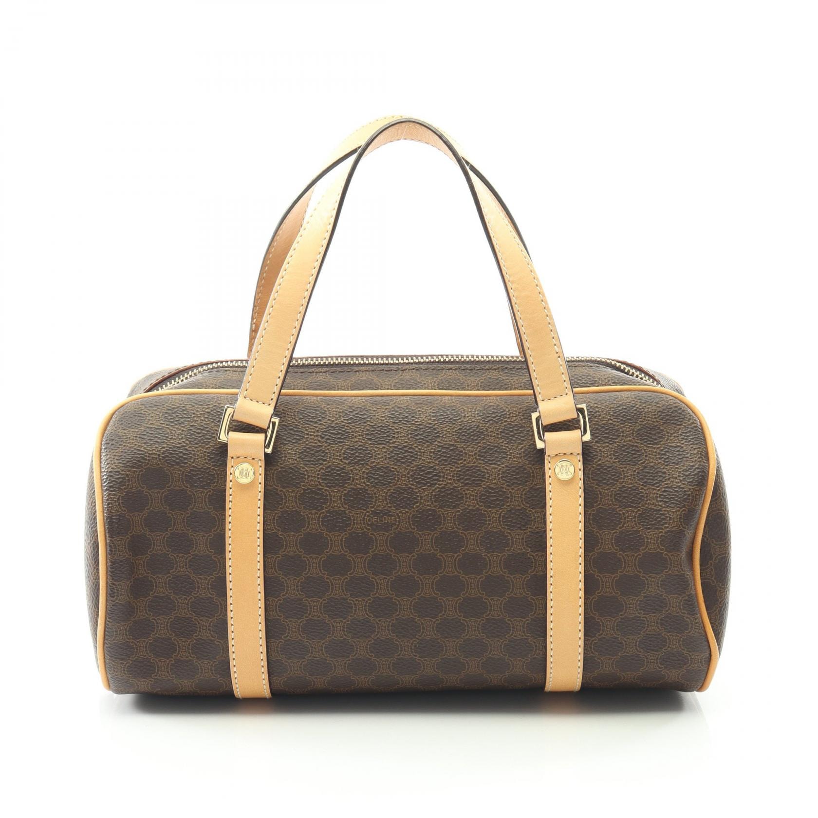 セリーヌ CELINE マカダム ハンドバッグ バッグ PVCコーティングキャンバス レザー レディース ブラウン系 【中古】