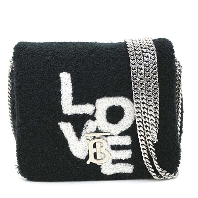 バーバリー BURBERRY ショルダーバッグ ミニショルダーバッグ LOVE パイル ブラック レディース【中古】 h32186a