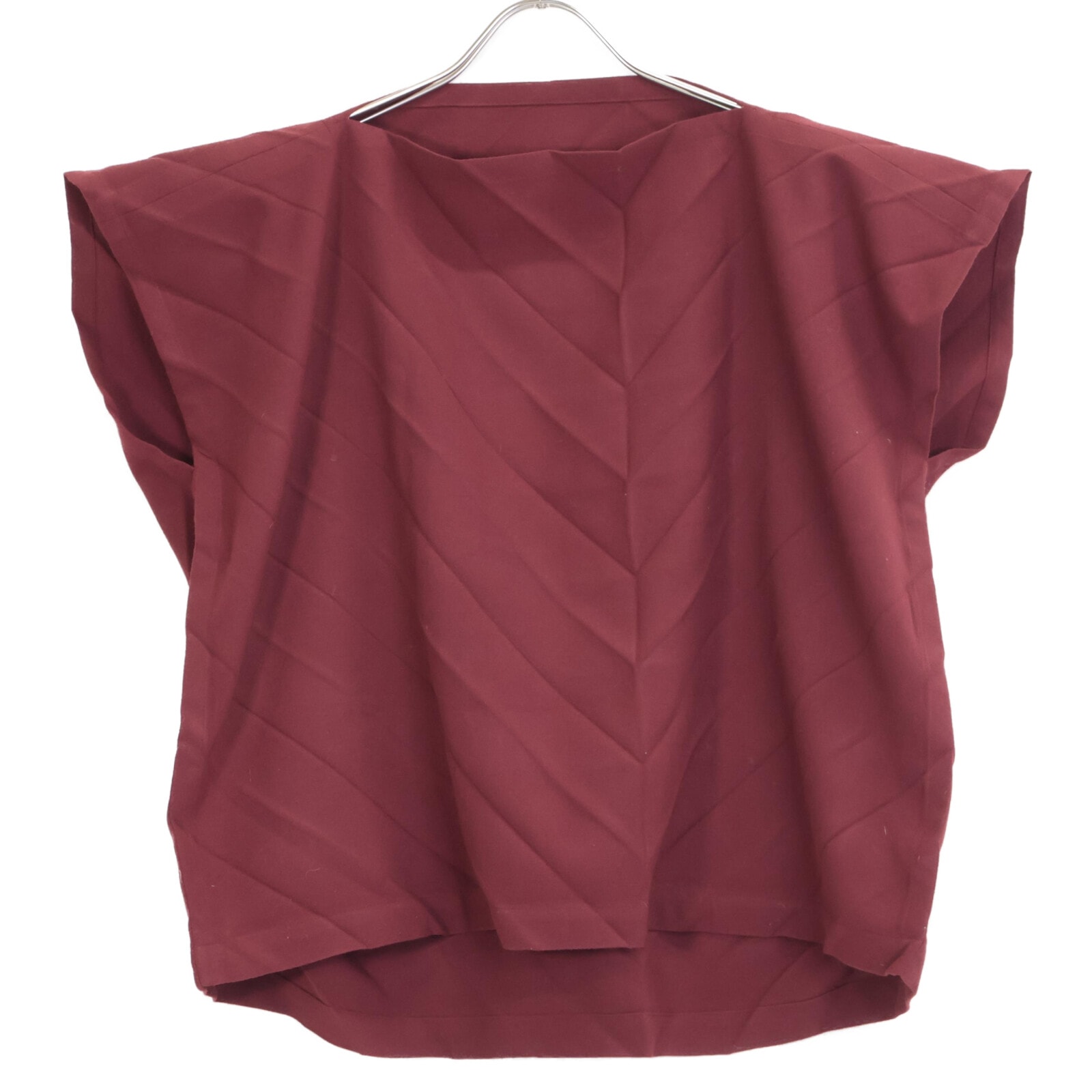 ミー/イッセイミヤケ MI63FK481 レッド スクエア プリーツ トップス ー