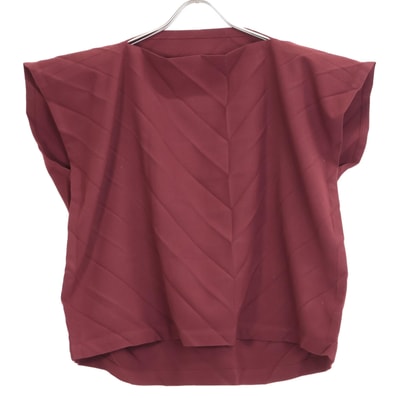 ミー/イッセイミヤケ MI63FK481 レッド スクエア プリーツ トップス ー