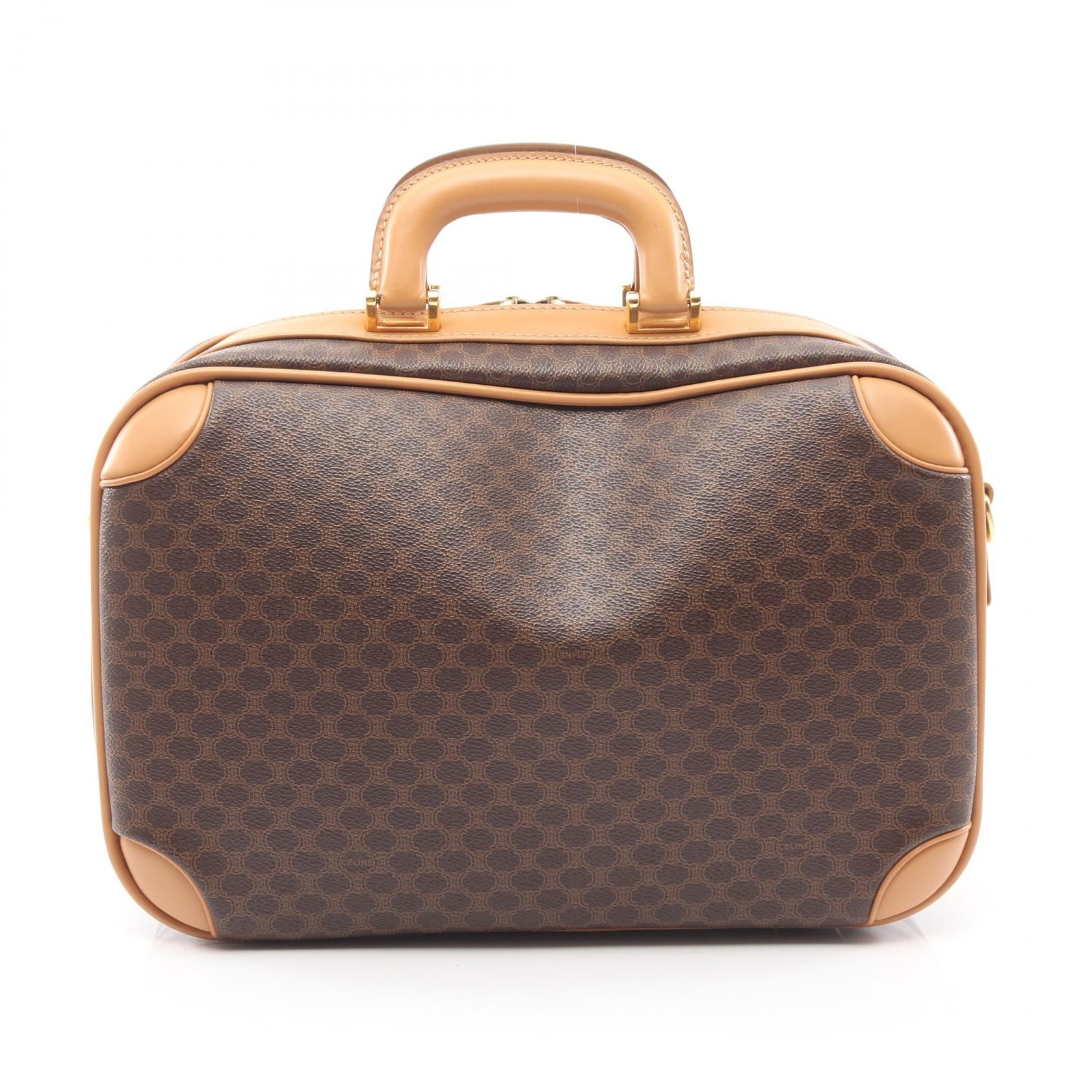 セリーヌ CELINE マカダム ブリーフケース バッグ PVCコーティングキャンバス レザー メンズ ブラウン系 / ベージュ系 【中古】