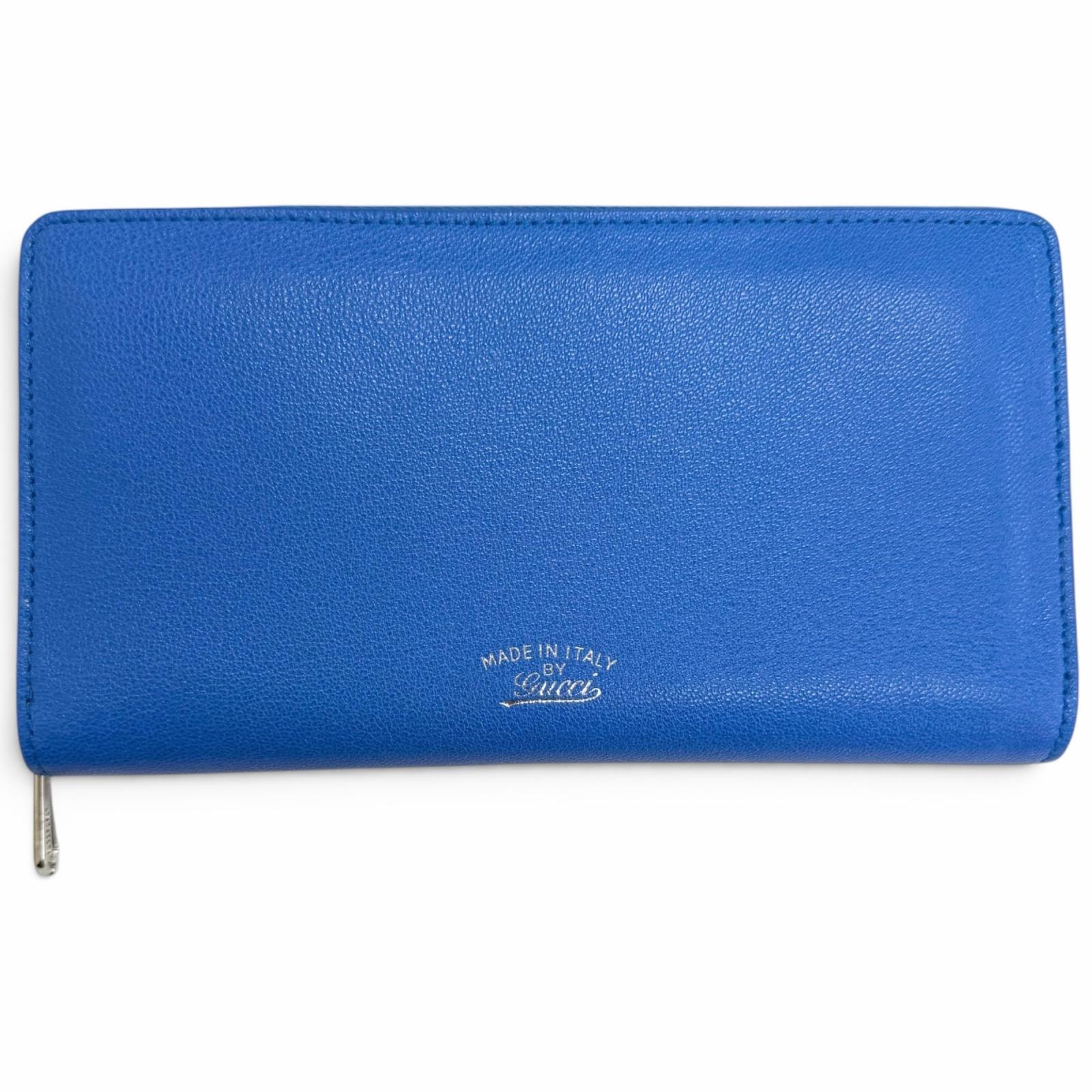 極美品 グッチ 長財布 リラ ブルー メンズ 867318