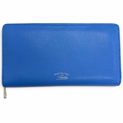 極美品 グッチ 長財布 リラ ブルー メンズ 867318