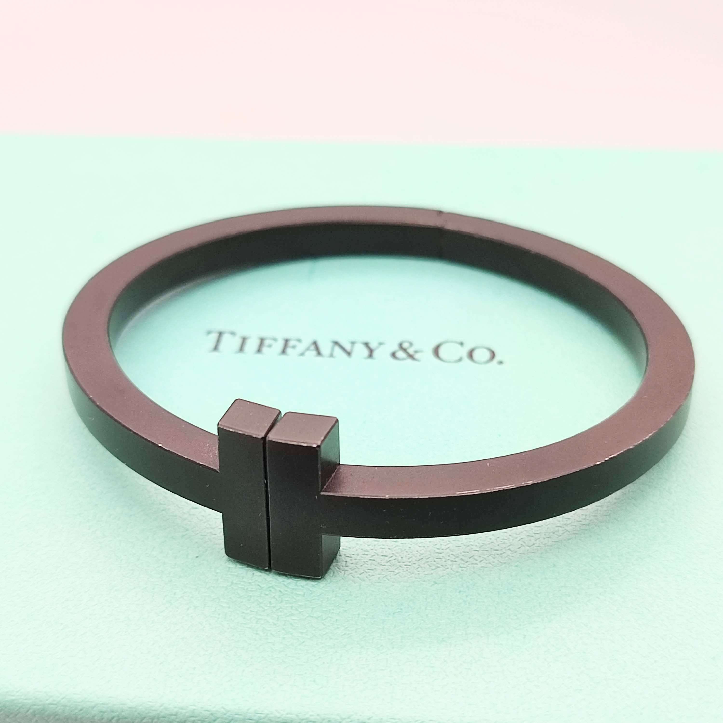 Tiffany ティファニー Tスクエアバングル SS ブラックコーティング