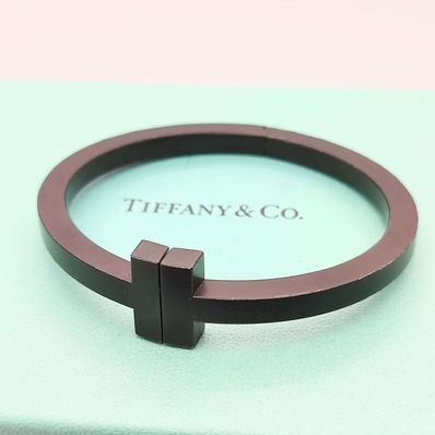 Tiffany ティファニー Tスクエアバングル SS ブラックコーティング