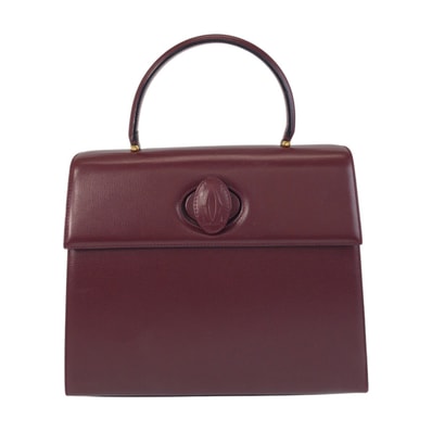 美品 CARTIER カルティエ ヴィンテージ マストライン ボルドー ゴールド金具 レザー ハンドバッグ 603064 【中古】
