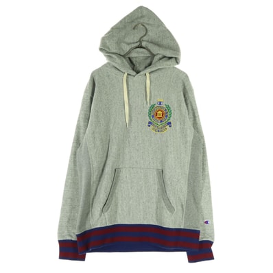 Champion チャンピオン ワッペン 長袖 スウェットパーカー L グレー