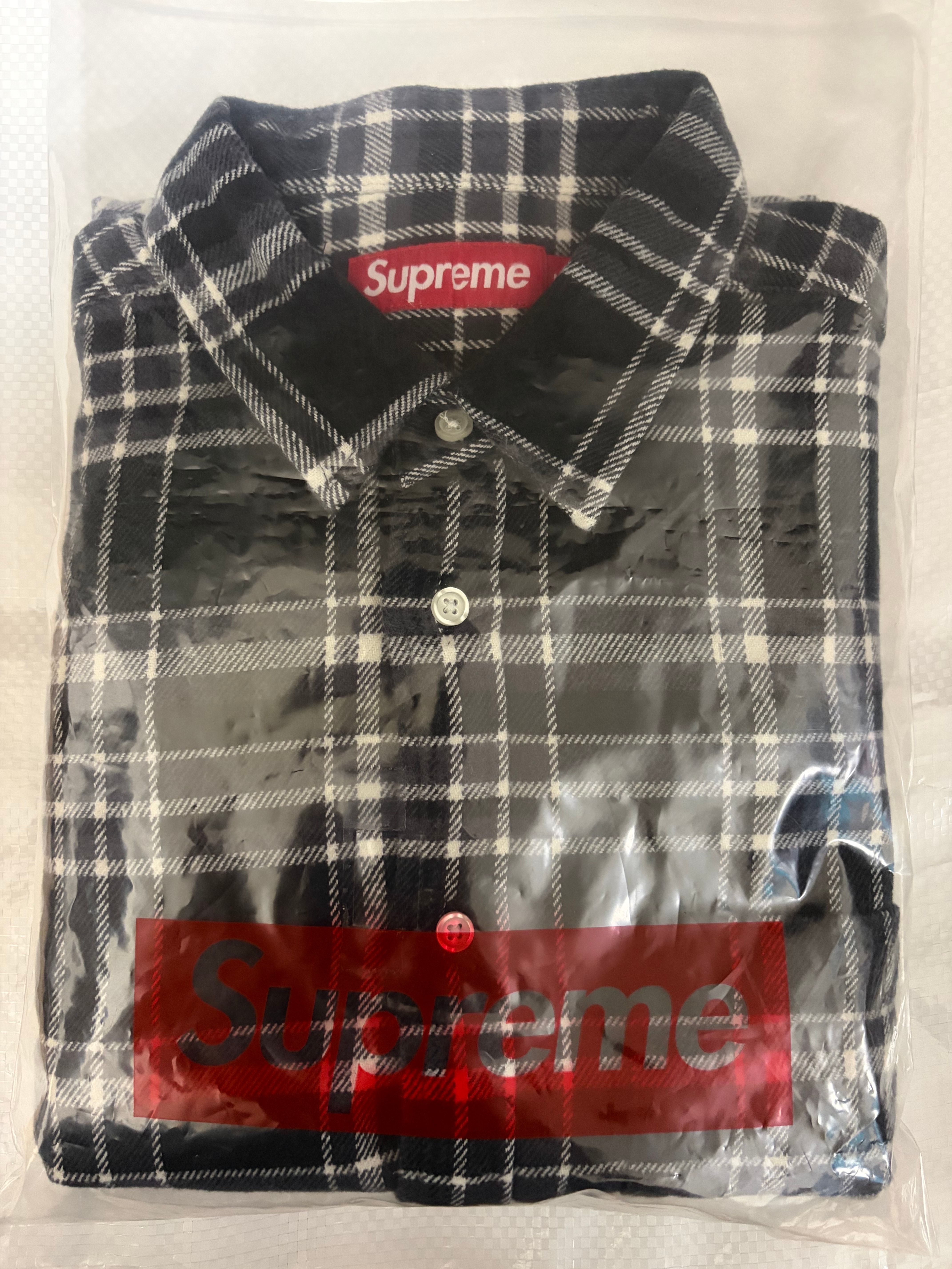 Supreme Old English Plaid Flannel Shirt "Black"
