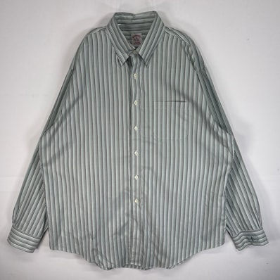 古着 ブルックスブラザーズ Brooks Brothers 長袖シャツ ストライプ 大きいサイズ 胸ポケ XL グリーン系 マルチカラー メンズ