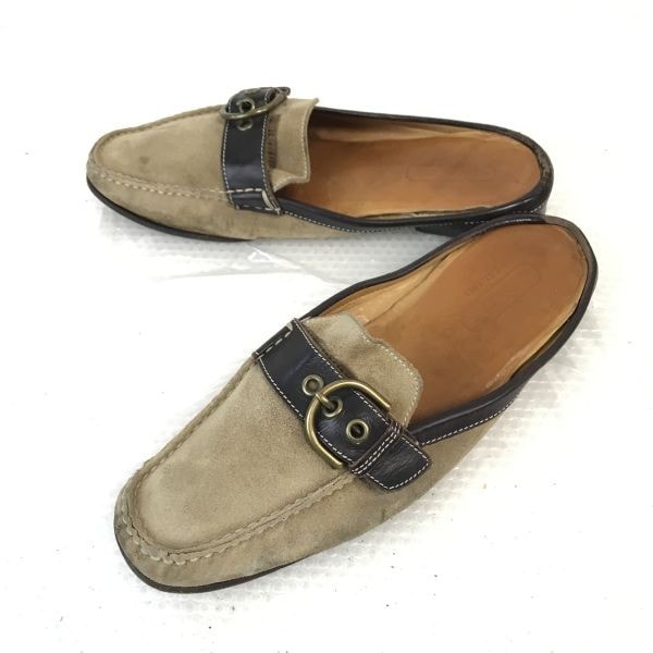 イタリア製★COACH/コーチ★スエードレザー/サボサンダル【7.5/メンズ25.5前後/茶/brown】スリッポン/ローファー/sandal/Shoes◆cQ-559