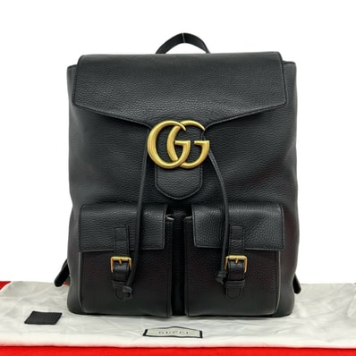 GUCCI グッチ GG ロゴ 金具 レザー リュックサック ブラック
265-5