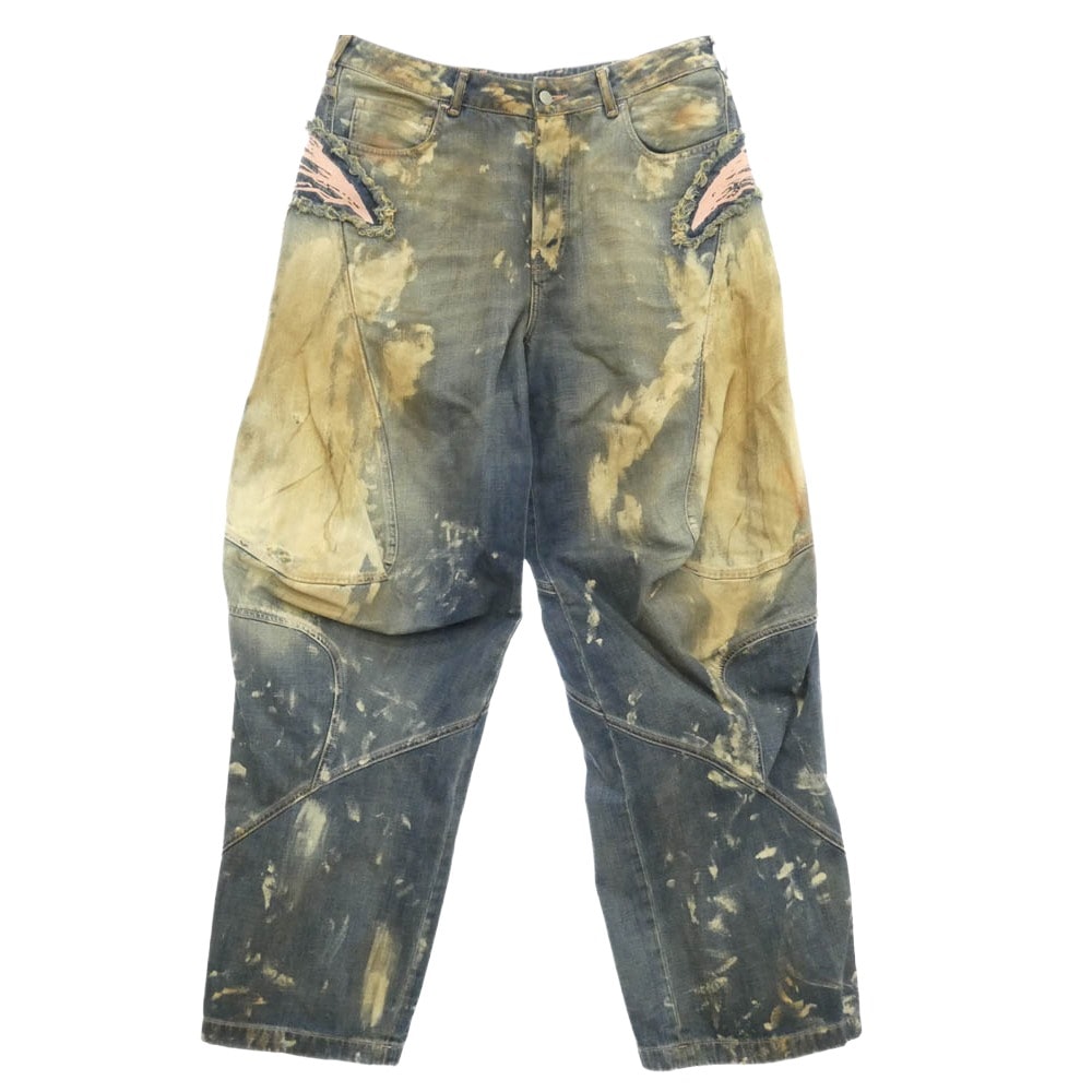 ACNE STUDIOS アクネストゥディオズ 24AW FN-MN-TROU001010 Loose Fit Denim Trousers ルーズフィット ワイドレッグ アップリケ ダメージ加工 パネルジーンズ デニムパンツ 【美品】【中古】