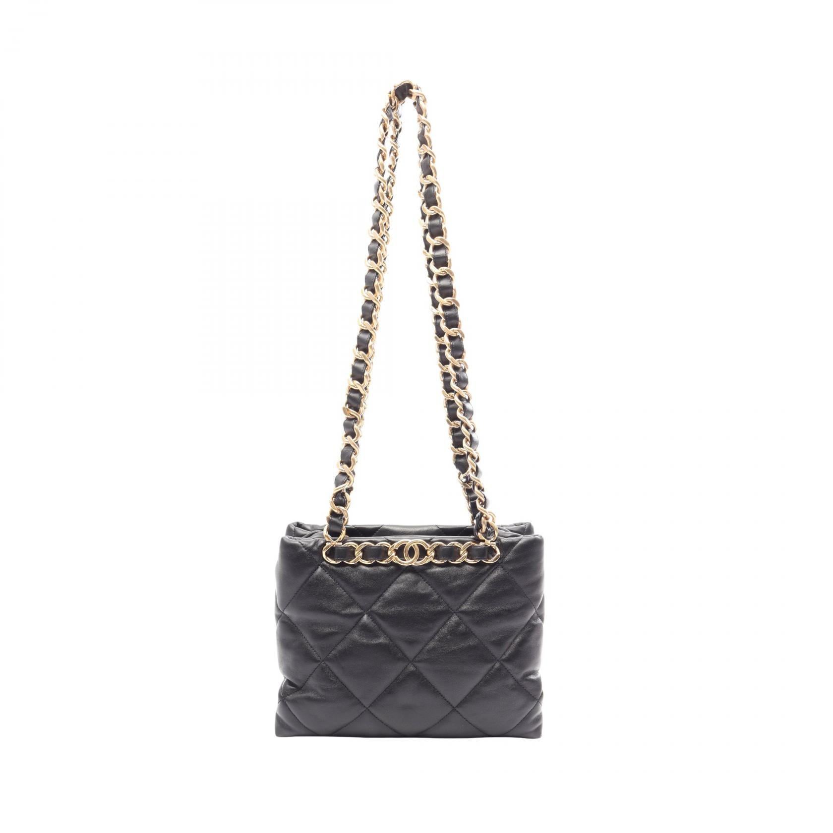 シャネル CHANEL マトラッセ スモール ショッピング トートバッグ バッグ ラムスキン(羊革) レディース ブラック系 AS3502 【中古】