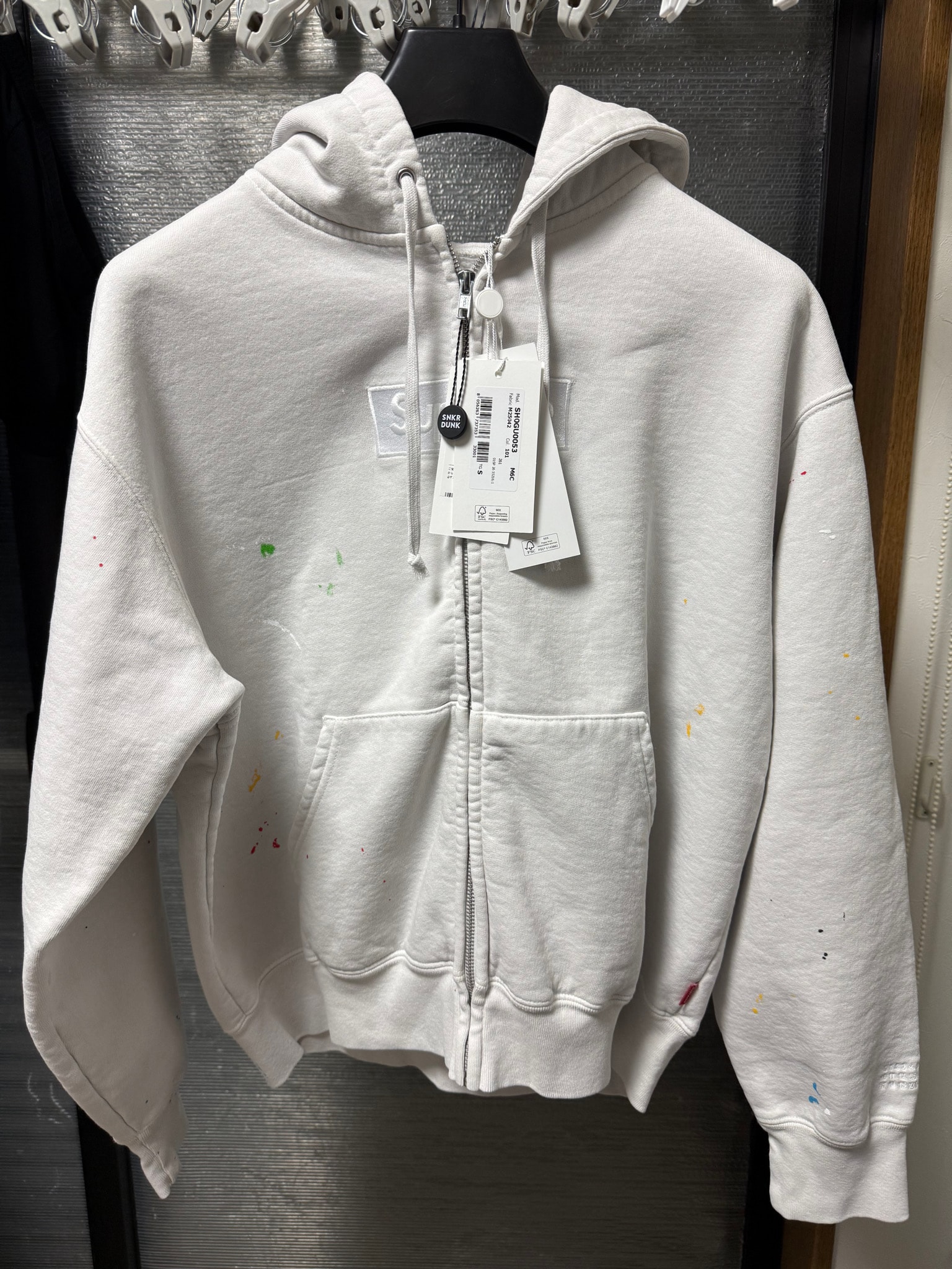 Supreme x MM6 Maison Margiela Box Logo Zip Up Hooded Sweatshirt "White"