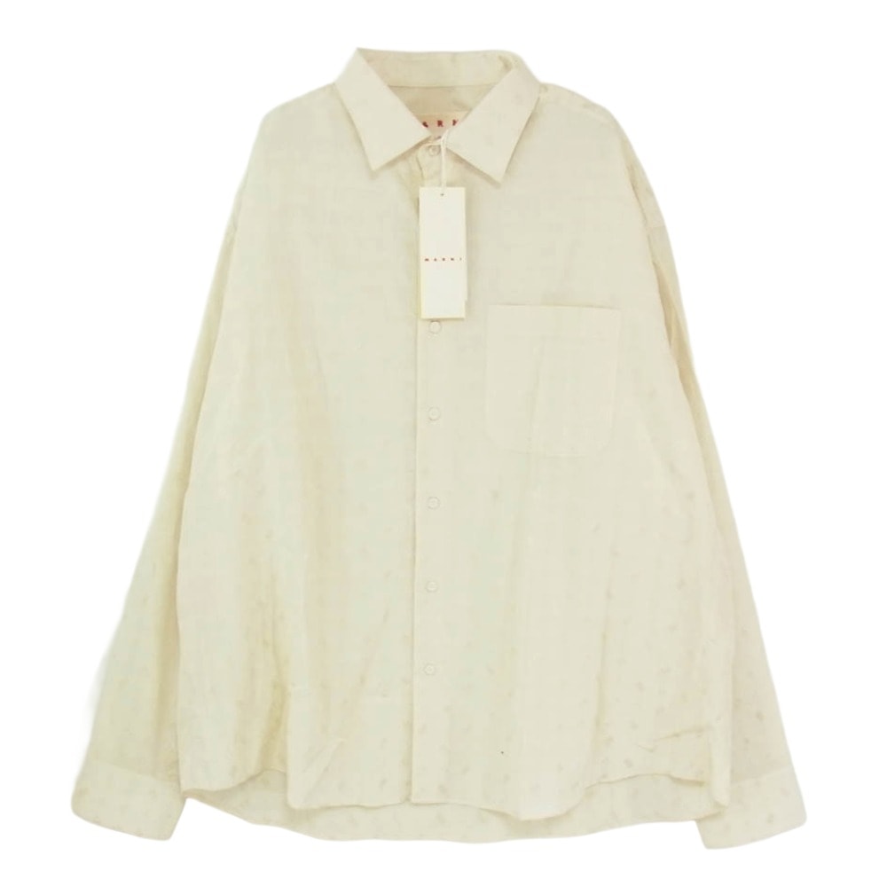 MARNI マルニ 長袖シャツ 25SS CUMU0348A0 GEOMETRIC JACQUARD SHIRT ジオメトリック ジャカード 長袖 シャツ ベージュ系 46【新古品】【未使用】【中古】
