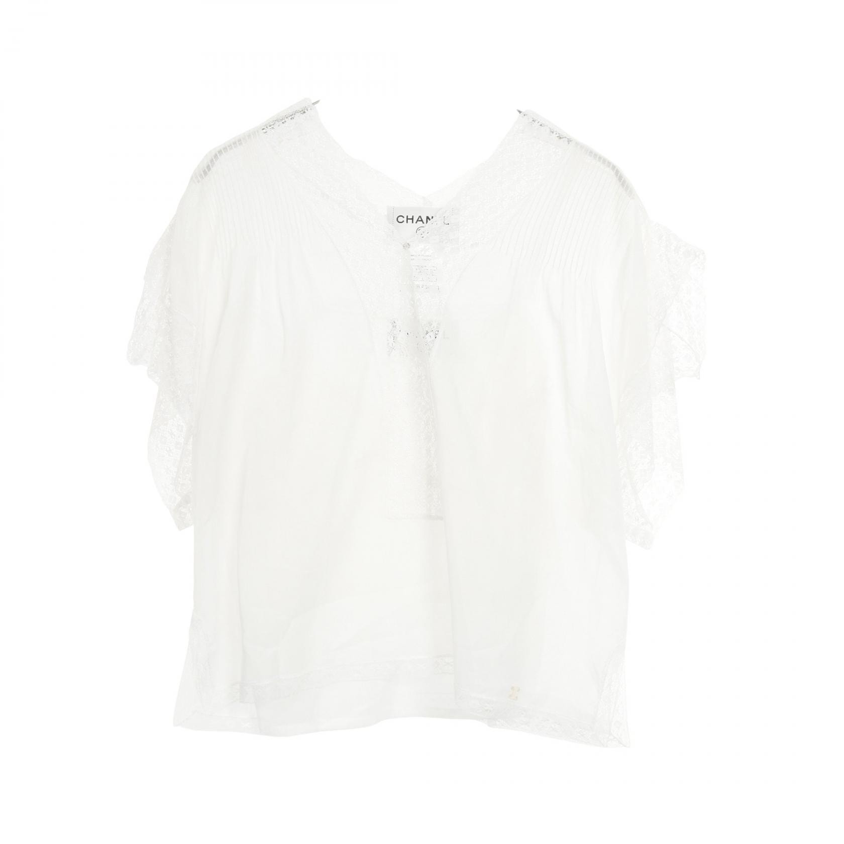 シャネル CHANEL ココマーク ブラウス 衣料品 トップス コットン レディース アイボリー系 P17796W02793 【中古】