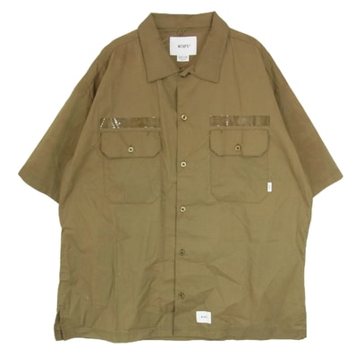 WTAPS ダブルタップス 半袖シャツ 23SS 231BRDT-SHM03 DECK/SS ミリタリー 半袖 シャツ カーキ系 X04【中古】
