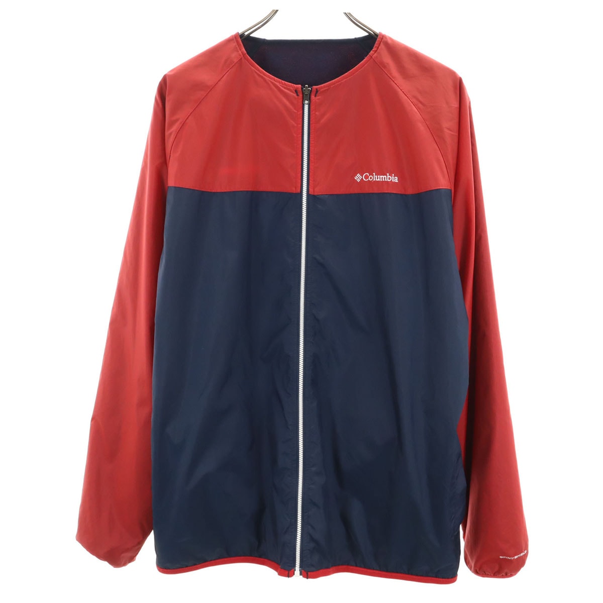 美品 Columbia コロンビア リバーシブル ノーカラージャケット XL ネイビー アウトドア