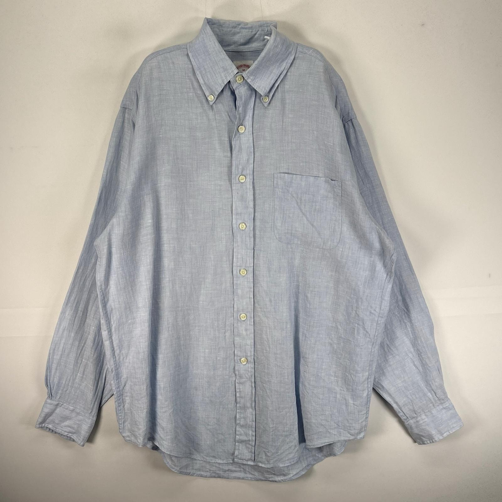 古着 ブルックスブラザーズ Brooks Brothers 長袖シャツ ボタンダウン M  ブルー系 無地 メンズ