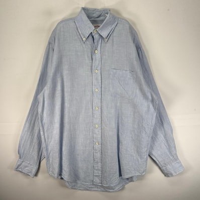 古着 ブルックスブラザーズ Brooks Brothers 長袖シャツ ボタンダウン M ブルー系 無地 メンズ