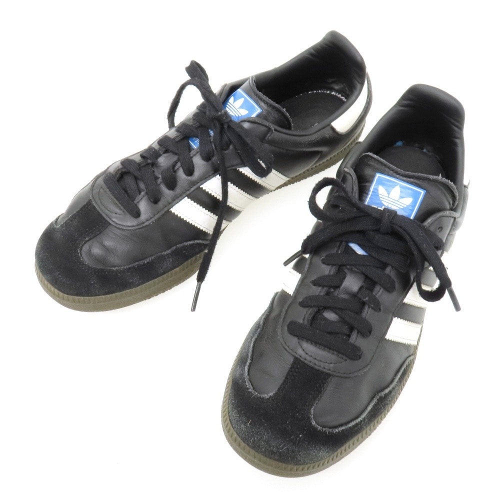 【中古】アディダス adidas レザー スニーカー ブラック【サイズ27】【メンズ】