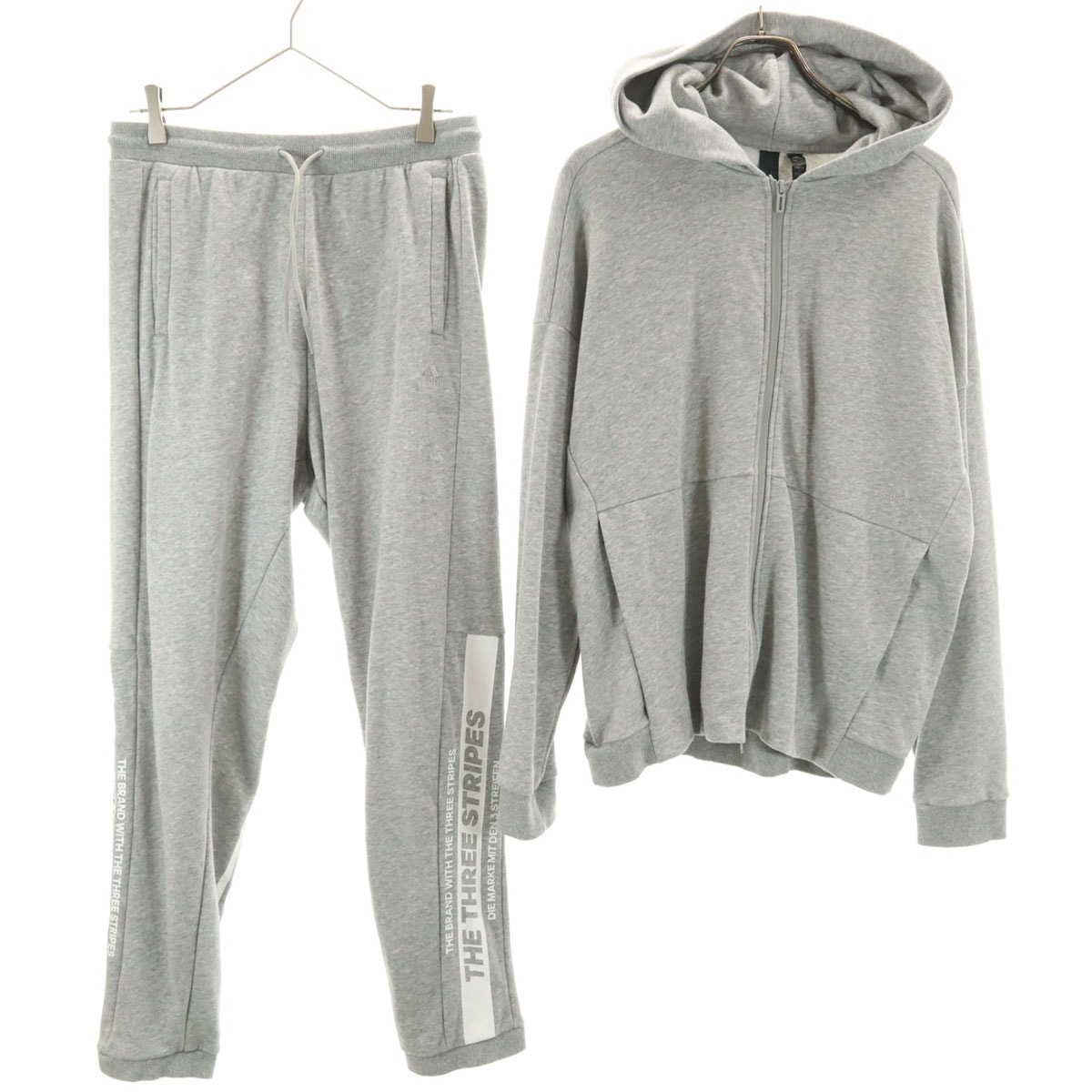adidas アディダス 長袖 スウェット ジップパーカー 上下セットアップ L/O グレー