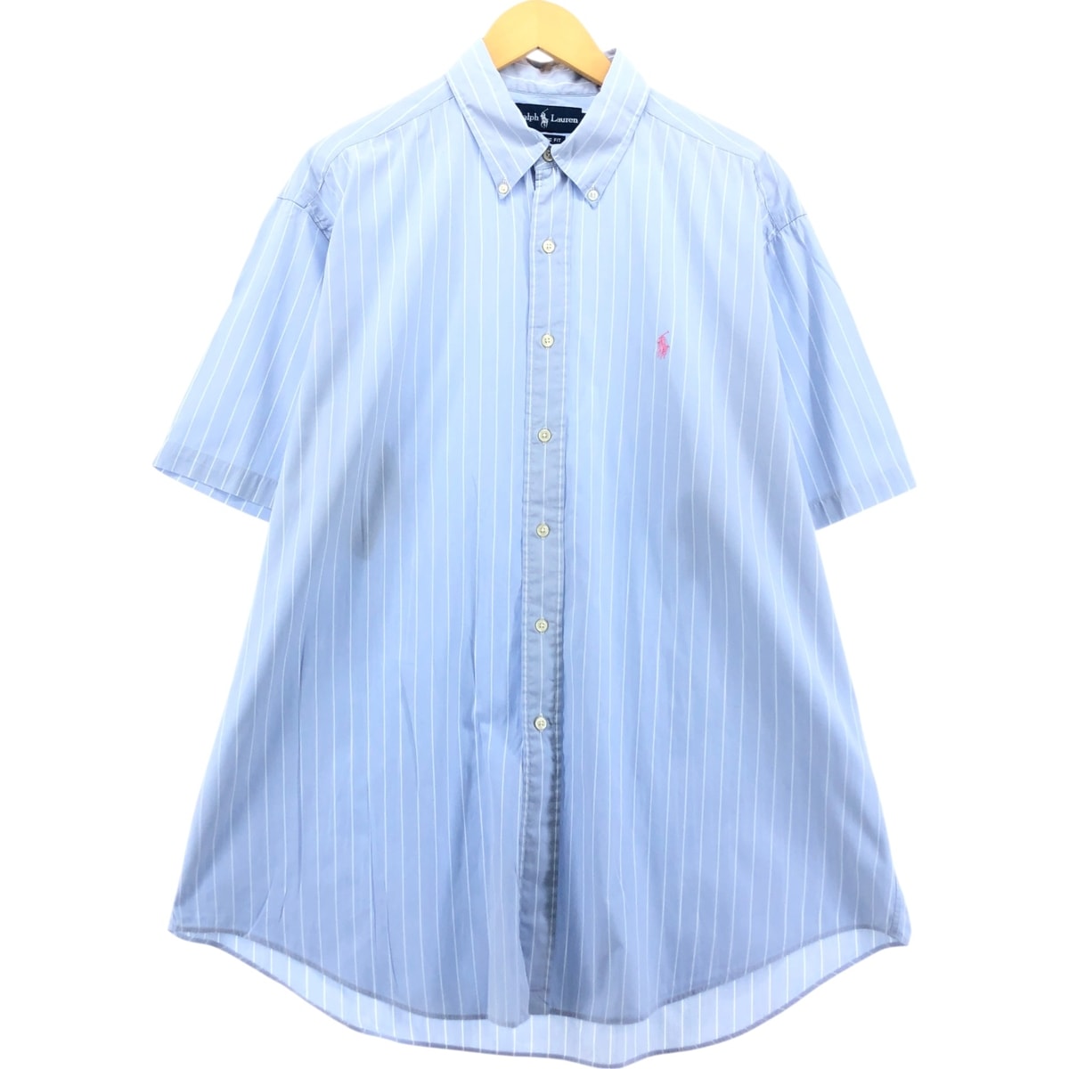 古着 ラルフローレン Ralph Lauren CLASSIC FIT 半袖 ボタンダウン ストライプシャツ メンズXL相当 半袖/eaa560666