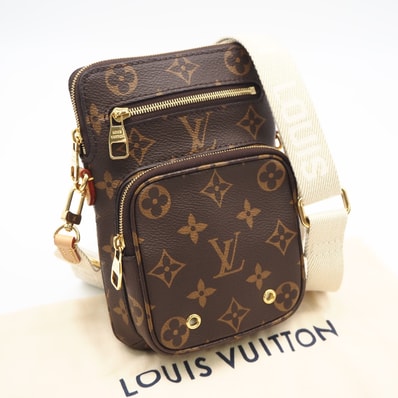 美品 LOUIS VUITTON ルイ・ヴィトン モノグラム ユーティリティ クロスボディ M80746 2wayショルダーバッグ ブラウンベージュ コーティングキャンバス ヌメ革 レディース