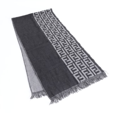 ■美品 フェンディ ズッカFF フリンジマフラー