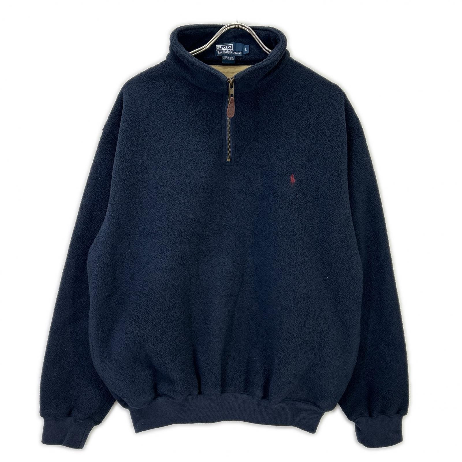 ラルフローレン 90S ネイビー フリース ハーフジップ ジャケット L