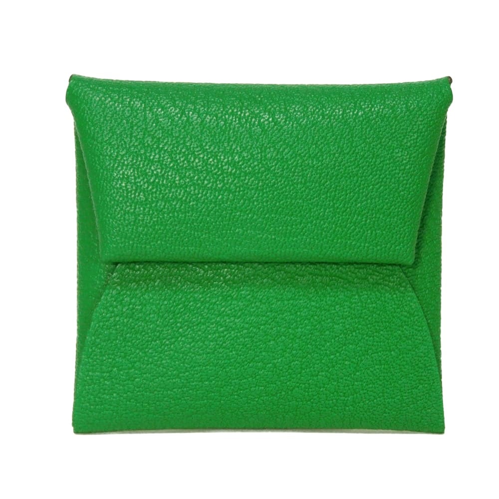 HERMES エルメス バスティア ヴェルソ シェブルミゾル ゴートスキン ローズダーリン グリーン ライト パステル ピンク バイカラー スナップボタン 小銭入れ 財布 未使用 シェーブル バンブー コインケース 078479CKBB