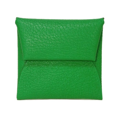HERMES エルメス バスティア ヴェルソ シェブルミゾル ゴートスキン ローズダーリン グリーン ライト パステル ピンク バイカラー スナップボタン 小銭入れ 財布 未使用 シェーブル バンブー コインケース 078479CKBB