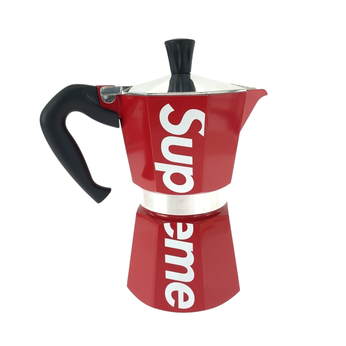 新品未使用 Supreme シュプリーム Moka Express ビアレッティ レッド ホワイト シルバー ステンレス コーヒーメーカー ポット 505544 【中古】