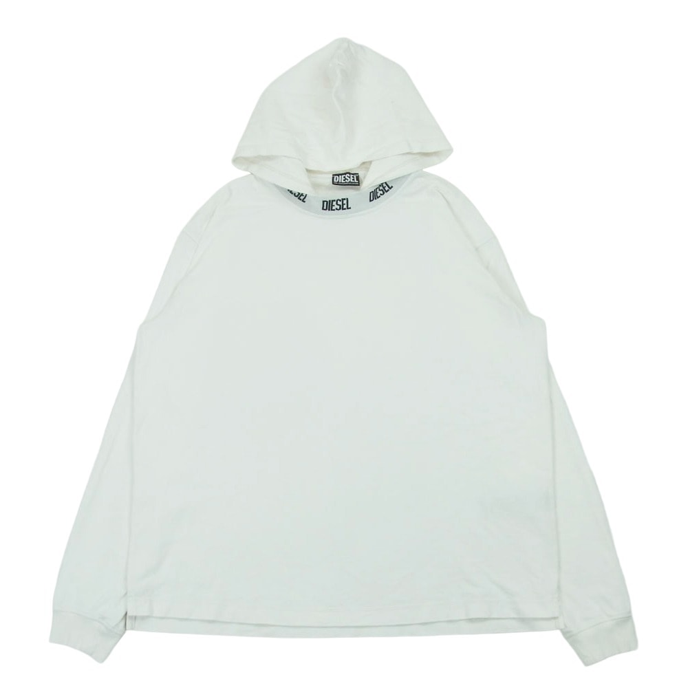 DIESEL ディーゼル A06264 T-WAHOOD-E1 ネックロゴ プルオーバー パーカー フーディー ポルトガル製 ホワイト系 L【中古】
