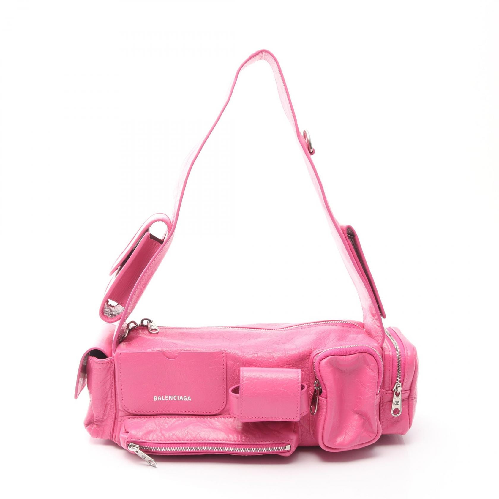バレンシアガ BALENCIAGA スーパービジー ショルダーバッグ バッグ レザー レディース ピンク系 【中古】