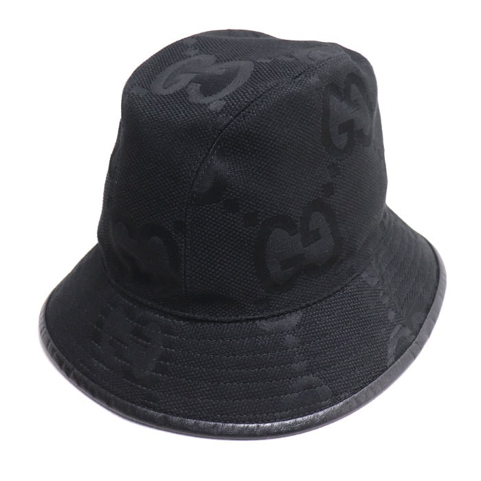 GUCCI グッチ ジャンボGGキャンバス バケットハット ハット ブラック 727563 L ユニセックス【中古】【美品】