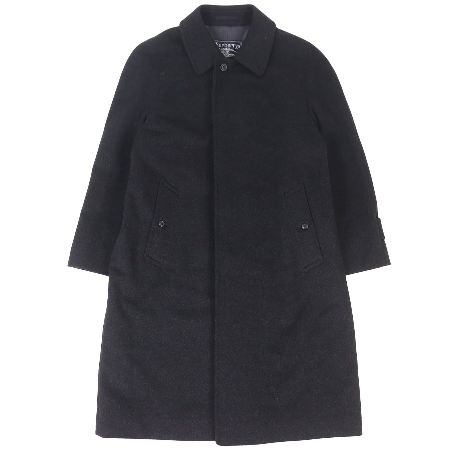 美品 バーバリー ステンカラーコート チャコールグレー メンズ 90 165