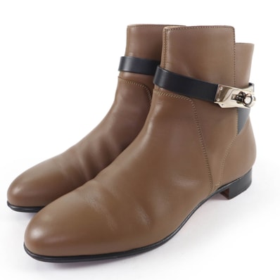 美品 エルメス ショートブーツ ネオ ブラウン レディース 37.5