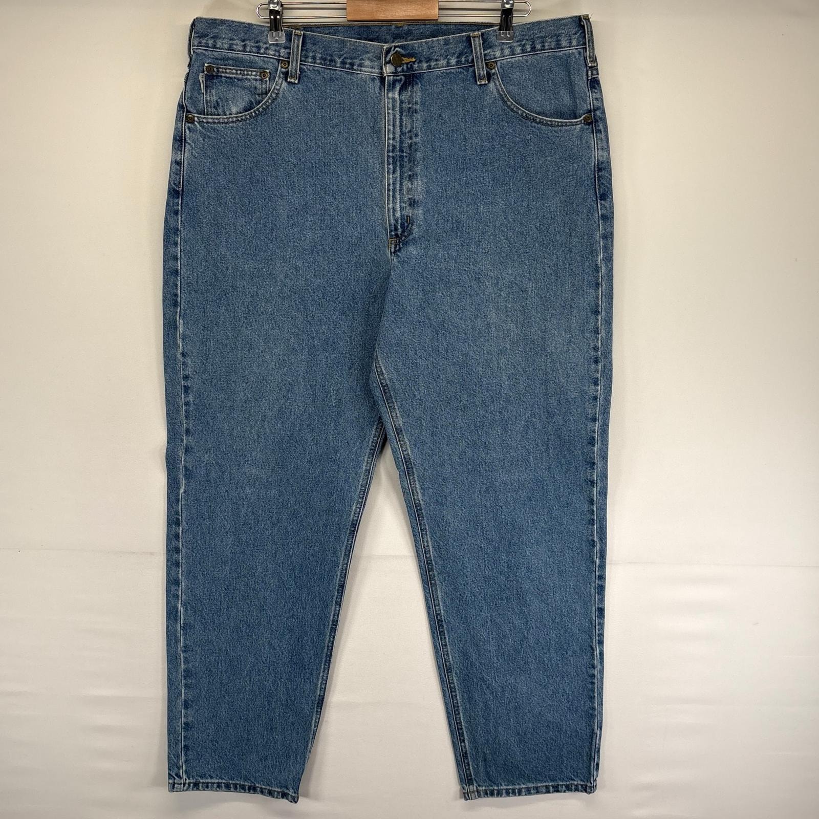 古着 カーハート Carhartt デニム パンツ ジーンズ ワーク 大きいサイズ 5ポケット ジッパーフライ w42 L32  ブルー系 メンズ