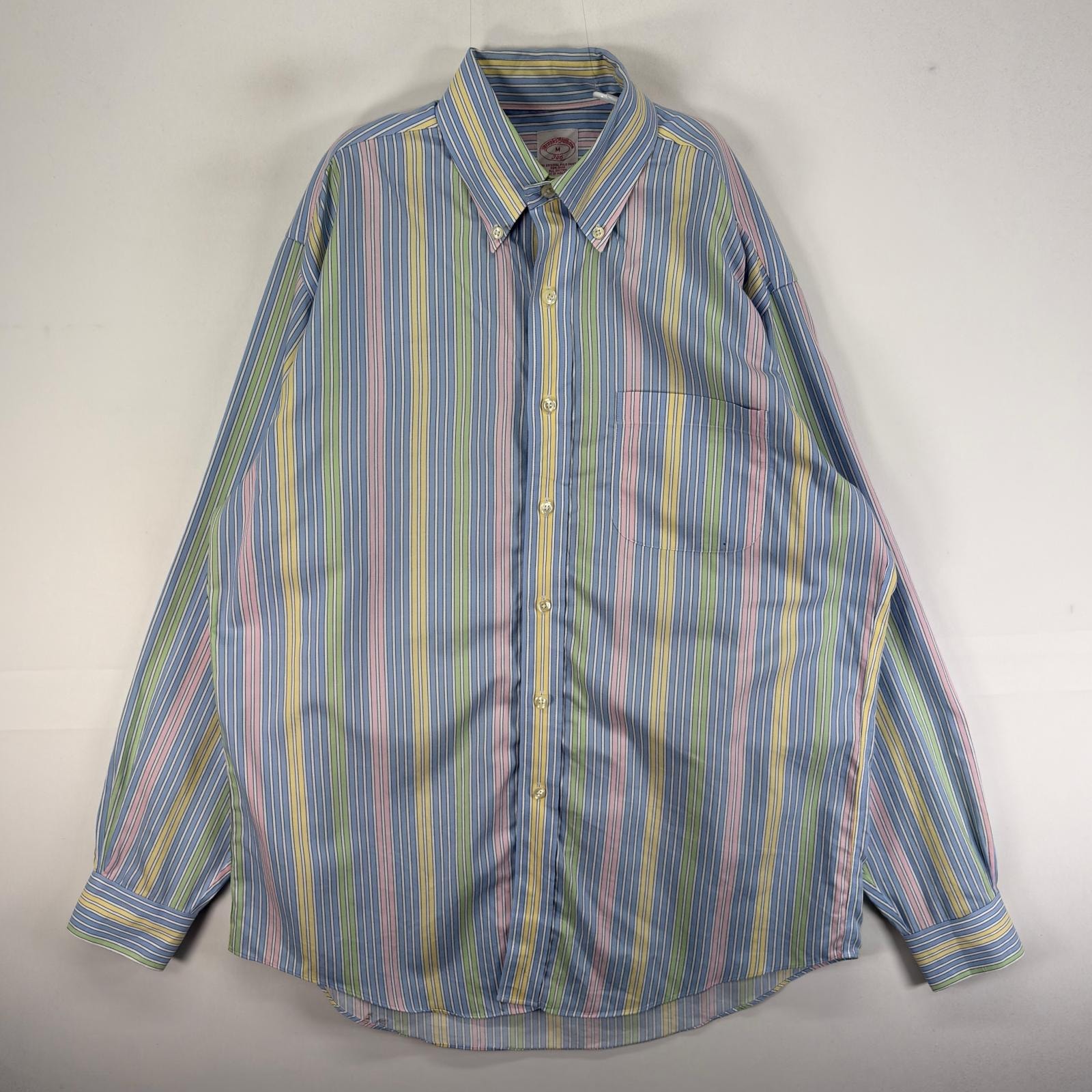 古着 ブルックスブラザーズ Brooks Brothers 長袖シャツ ボタンダウン マルチカラー M ブルー系 ストライプ メンズ
