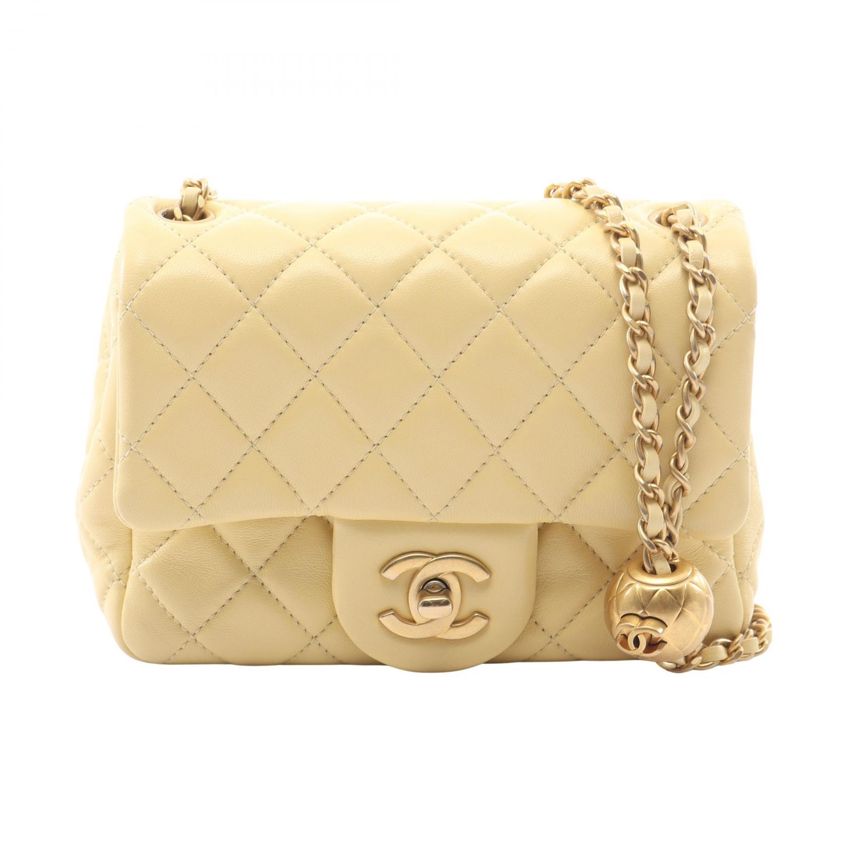 シャネル CHANEL ミニマトラッセ ショルダーバッグ バッグ ラムスキン(羊革) レディース イエロー系 【中古】