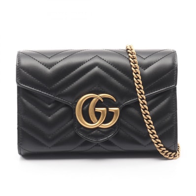 グッチ GUCCI GGマーモント ショルダーバッグ バッグ レザー レディース ブラック系 474575DTD1T1000 【新品】