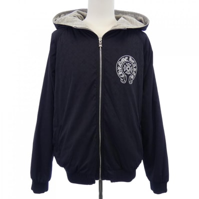 Chrome Hearts Reversible Zip-up Hoodie Blouson with All-Over CH Plus Print "Black/Grey"